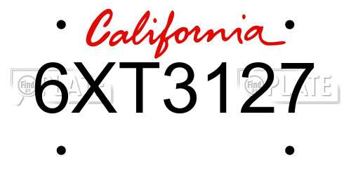 6XT3127 California License Plate