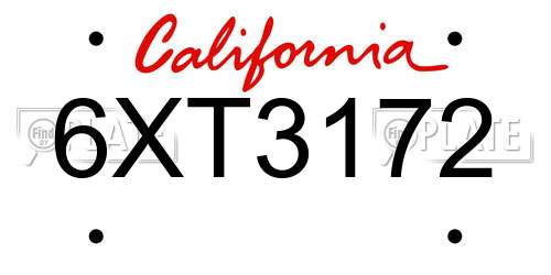 6XT3172 California License Plate