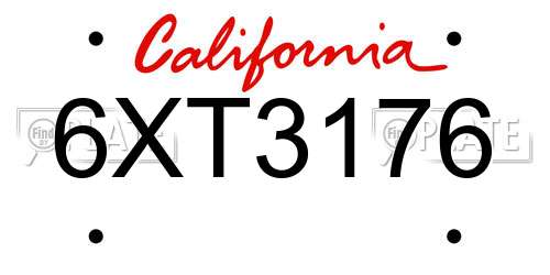 6XT3176 California License Plate