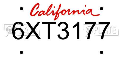 6XT3177 California License Plate