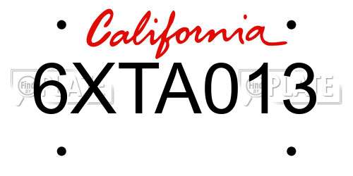 6XTA013 California License Plate