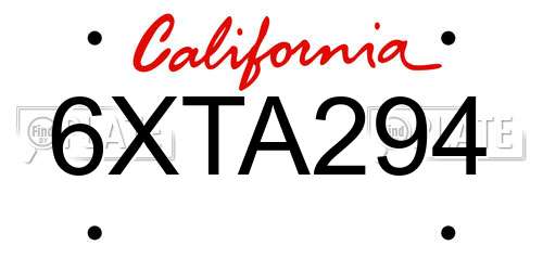 6XTA294 California License Plate