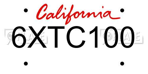 6XTC100 California License Plate