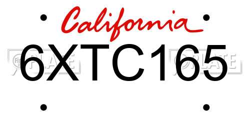 6XTC165 California License Plate
