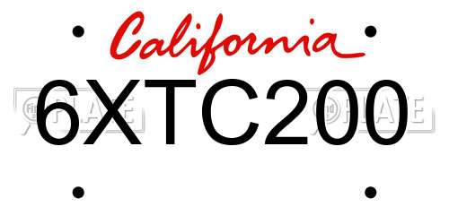 6XTC200 California License Plate