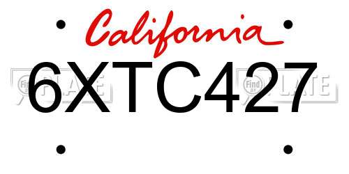 6XTC427 California License Plate