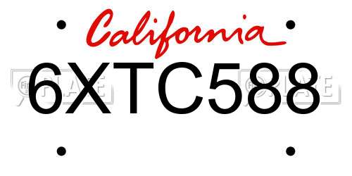 6XTC588 California License Plate