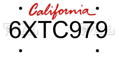 6XTC979 California License Plate