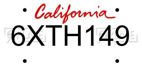 6XTH149 California License Plate
