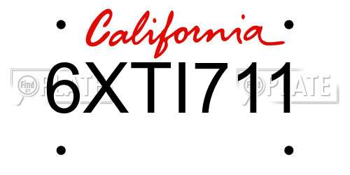 6XTI711 California License Plate