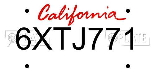 6XTJ771 California License Plate