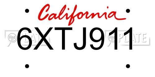 6XTJ911 California License Plate