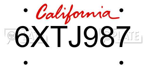 6XTJ987 California License Plate