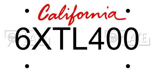6XTL400 California License Plate