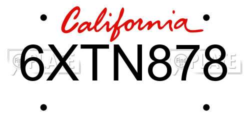 6XTN878 California License Plate