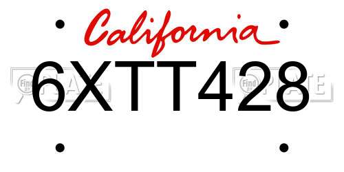 6XTT428 California License Plate