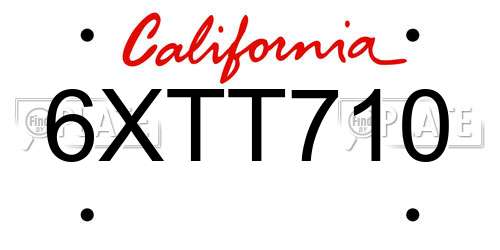 6XTT710 California License Plate