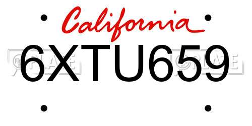 6XTU659 California License Plate