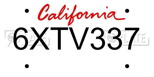 6XTV337 California License Plate