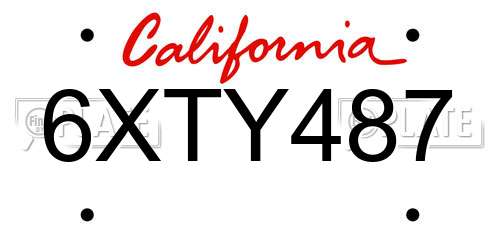 6XTY487 California License Plate