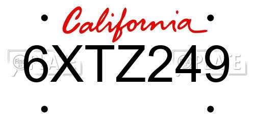 6XTZ249 California License Plate