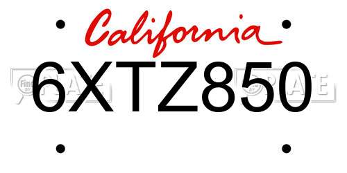 6XTZ850 California License Plate