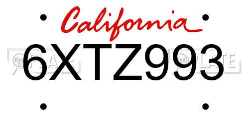 6XTZ993 California License Plate