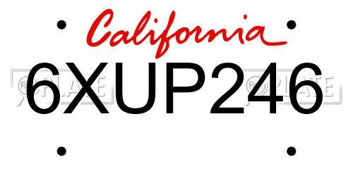 6XUP246 California License Plate