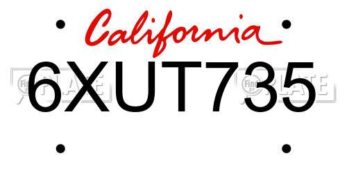 6XUT735 California License Plate