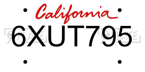 6XUT795 California License Plate