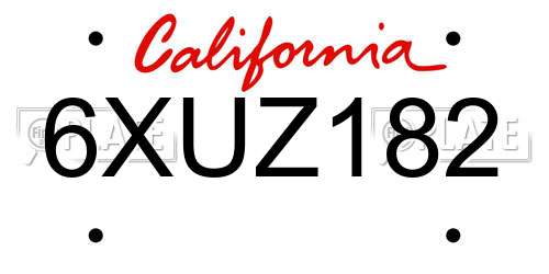 6XUZ182 California License Plate