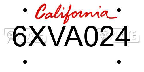 6XVA024 California License Plate