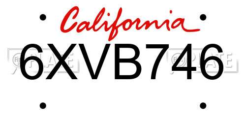 6XVB746 California License Plate
