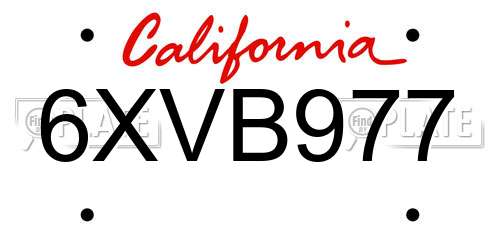 6XVB977 California License Plate