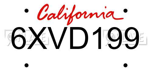 6XVD199 California License Plate