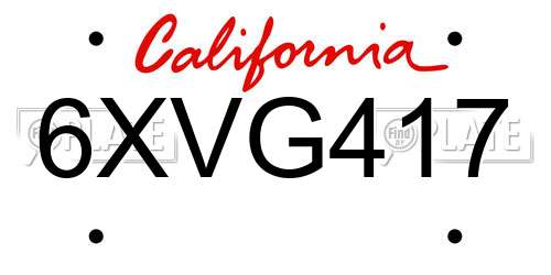 6XVG417 California License Plate