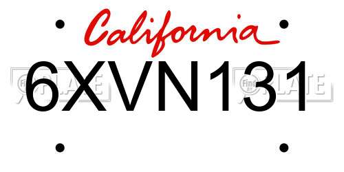 6XVN131 California License Plate