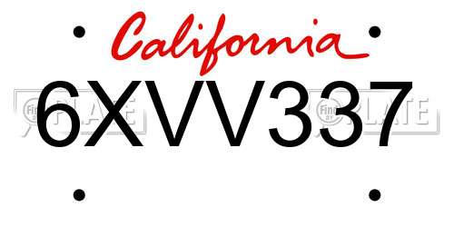 6XVV337 California License Plate