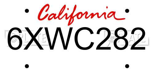 6XWC282 California License Plate