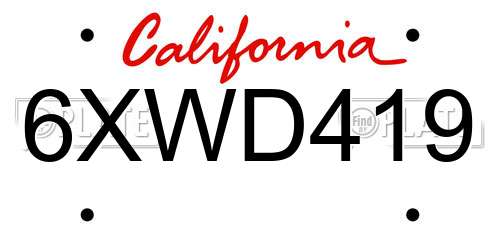 6XWD419 California License Plate
