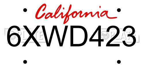 6XWD423 California License Plate
