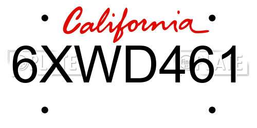 6XWD461 California License Plate