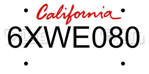 6XWE080 California License Plate