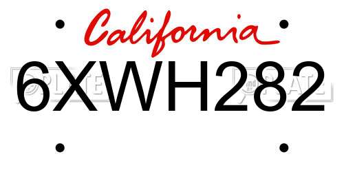 6XWH282 California License Plate