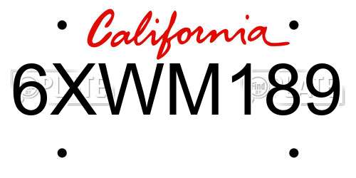 6XWM189 California License Plate