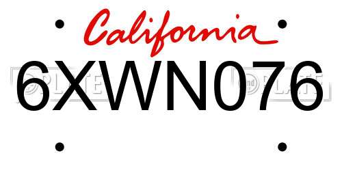 6XWN076 California License Plate