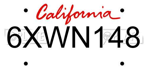 6XWN148 California License Plate
