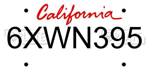 6XWN395 California License Plate