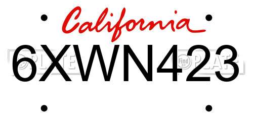6XWN423 California License Plate