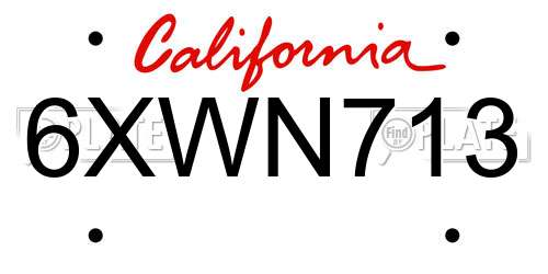 6XWN713 California License Plate